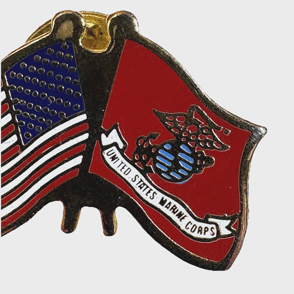 Vintage United States Flag Marine Corps Enamel Military Armed Forces Lapel Pin - Picture 2 of 6